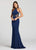 Ellie Wilde - EW118141 Embellished Halter Sheath Dress In Blue
