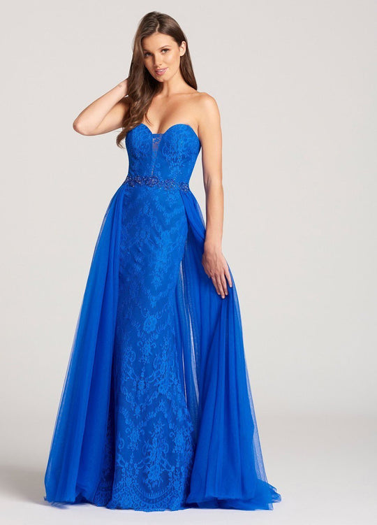 Ellie Wilde - EW118143 Strapless Deep Sweetheart Dress With Overskirt In Blue