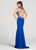Ellie Wilde - EW118144 Beaded Halter Stretch Crepe Trumpet Dress In Blue