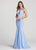 Ellie Wilde - EW118144 Beaded Halter Stretch Crepe Trumpet Dress In Blue