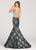 Ellie Wilde - EW118148 Two Piece Floral Halter Trumpet Dress In Black and Blue