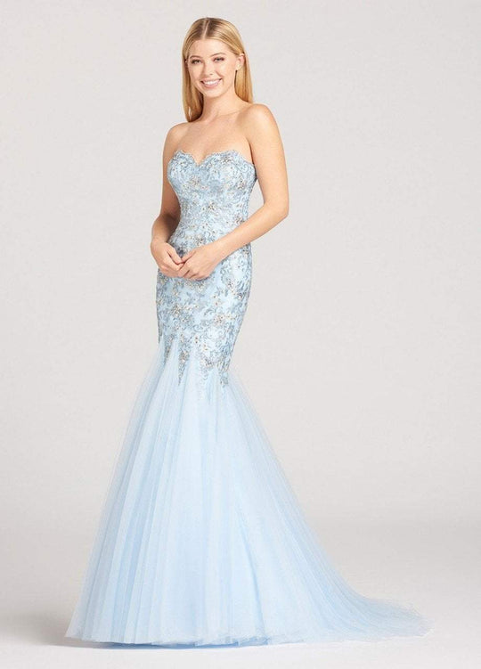 Ellie Wilde - EW118149 Lace Sweetheart Mermaid Dress In Blue