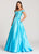 Ellie Wilde - EW118152 Beaded Off Shoulder A-line Dress In Blue