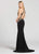 Ellie Wilde - EW118165 Beaded Halter Jersey Fitted Dress In Black and Gold