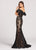Ellie Wilde - EW118166 Ruffled Off Shoulder Fitted Dress In Black and Neutral
