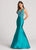 Ellie Wilde - EW118176 Floral V-neck Mermaid Dress In Green