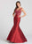 Ellie Wilde - EW118176 Floral V-neck Mermaid Dress In Red