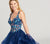 Ellie Wilde - EW118177 Ruffle V-neck A-line Dress In Blue and Multi-Color