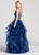 Ellie Wilde - EW118177 Ruffle V-neck A-line Dress In Blue and Multi-Color