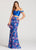 Ellie Wilde - EW118184 Two Piece Off Shoulder Floral Dress In Blue and Multi-Color