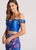 Ellie Wilde - EW118184 Two Piece Off Shoulder Floral Dress In Blue and Multi-Color