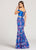 Ellie Wilde - EW118184 Two Piece Off Shoulder Floral Dress In Blue and Multi-Color