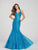 Ellie Wilde - EW119025 Sequin Lace Embellished Sleeveless Trumpet Gown In Blue
