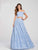 Ellie Wilde - EW119144 Two Piece Lace Up Back Cropped Top Lace Gown In Blue
