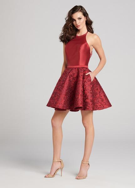 Ellie Wilde - EW21845S Strappy Halter A-Line Cocktail Dress In Red