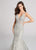Ellie Wilde - EW21841 Plunging V-Neck Trumpet Evening Gown In Silver