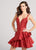 Ellie Wilde - EW21866S Plunging V Neck Ruffled Cocktail Dress In Red
