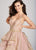 Ellie Wilde - EW21867S Plunging V-Neck Layered A-Line Cocktail Dress In Pink