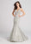 Ellie Wilde - EW21841 Plunging V-Neck Trumpet Evening Gown In Silver