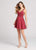 Ellie Wilde - EW21882S Beaded Lace Plunging V-Neck Cocktail Dress In Red