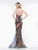 Colors Dress - 2141 Sequined Deep Halter V-neck Mermaid Dress in Multi-Color