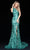 Sherri Hill - 51430 Sequined Halter Trumpet Dress With Train In Green