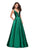 La Femme - 26768 Plunging Illusion Neckline Mikado A-line Gown In Green
