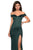La Femme - 27752 Off Shoulder High Slit Long Fitted Satin Dress In Green