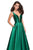 La Femme - 26768 Plunging Illusion Neckline Mikado A-line Gown In Green