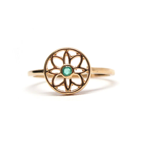 Emerald Flower Ring