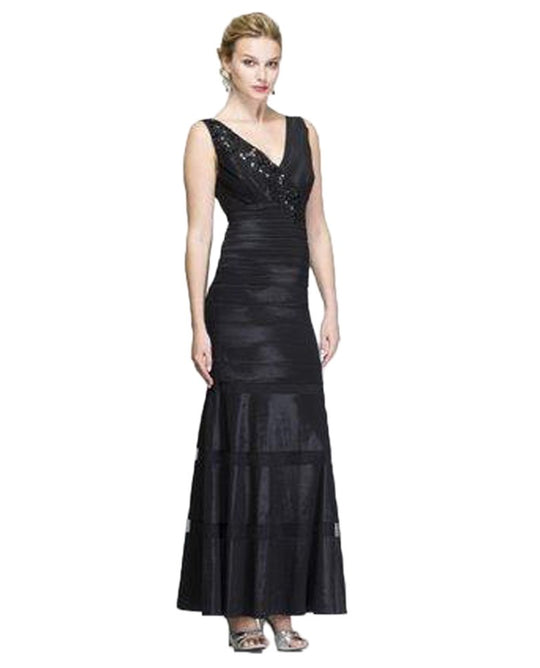 Emma Street - ES513 Beaded Taffeta Mermaid Evening Dress in Black