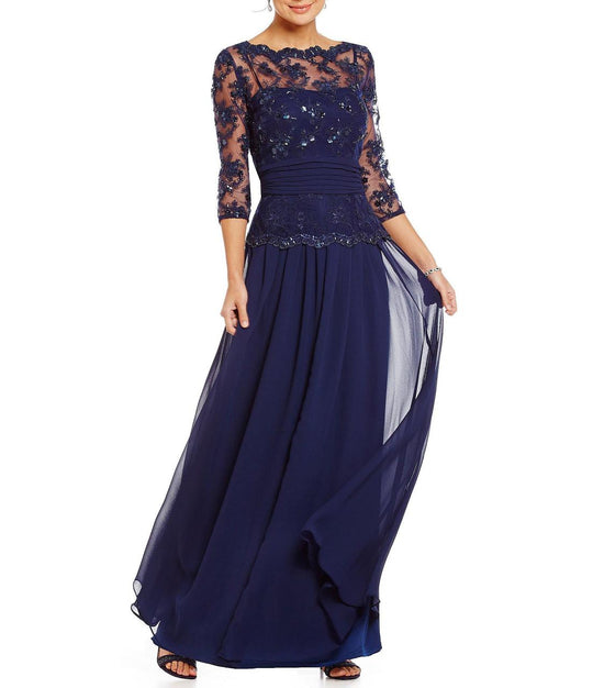 Emma Street - Embellished Bateau Neck Dress ES515 in Blue