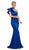 Cinderella Divine - ET325 Ruffled Asymmetric Once Shoulder Sheath Gown In Blue