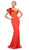 Cinderella Divine - ET325 Ruffled Asymmetric Once Shoulder Sheath Gown In Orange