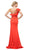 Cinderella Divine - ET325 Ruffled Asymmetric Once Shoulder Sheath Gown In Orange