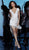 Jovani - 62212 Beaded Deep V-neck Fringe Sheath Dress In White and Neutral