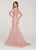 Ellie Wilde - EW119075 Lace Off-Shoulder Trumpet Dress With Train In Pink