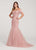 Ellie Wilde - EW119075 Lace Off-Shoulder Trumpet Dress With Train In Pink