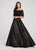 Ellie Wilde - EW119092 Mikado Gown with Off Shoulder Lace Topper In Black