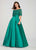 Ellie Wilde - EW119092 Mikado Gown with Off Shoulder Lace Topper In Green