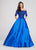 Ellie Wilde - EW119092 Mikado Gown with Off Shoulder Lace Topper In Blue