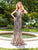 Clarisse - 4902 Embellished Sheer V-neck Sheath Dress in Black and Neutral