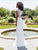 Clarisse - 4902 Embellished Sheer V-neck Sheath Dress in White
