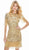 Ashley Lauren - 4126 Bedazzled Jewel Neck Sheath Dress In Gold