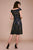 Tadashi Shoji - Lace Wide Scalloped V-Neck A-Line Dress In Blue and Neutral
