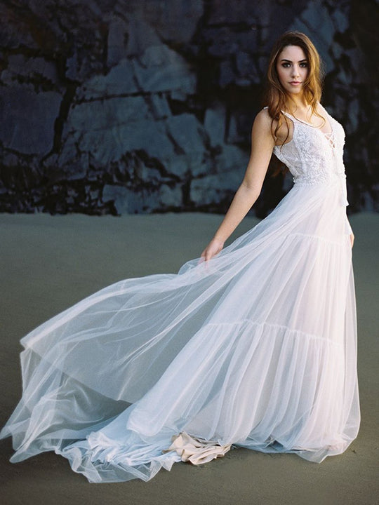 Wilderly Bride by Allure Bridals - F119L Lace-up Front Bridal Dress In Neutral and White