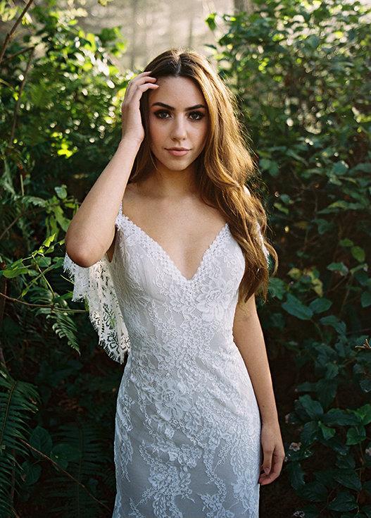 Wilderly Bride by Allure Bridals - F122 Lace V-neck Sheath Bridal Dress In White