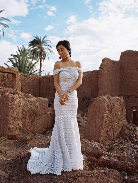 Wilderly Bride by Allure Bridals - F131 Off Shoulder Wedding Dress In Neutral and White