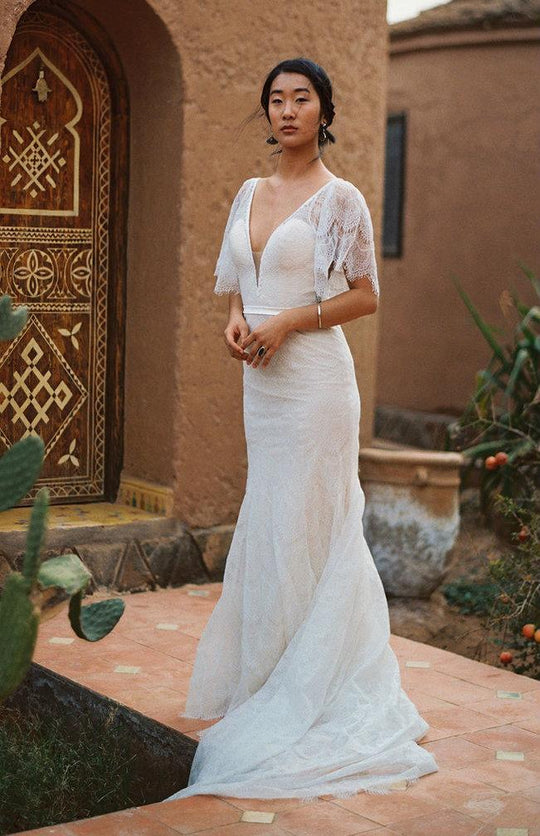 Wilderly Bride by Allure Bridals - F134 Draped Illusion Lace Bridal Gown In White and Neutral