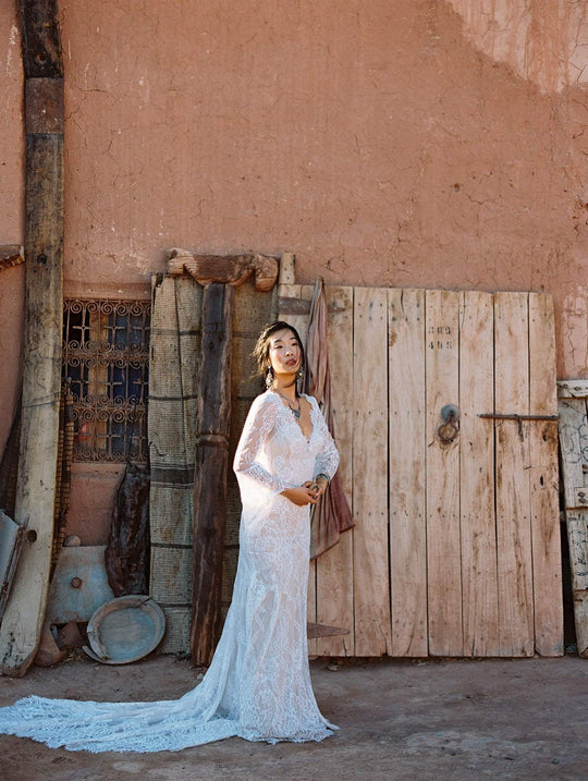 Wilderly Bride by Allure Bridals - F136 Bell Sleeved Lace Wedding Gown In White